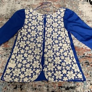 LC Lauren Conrad Crocheted lace back blouse